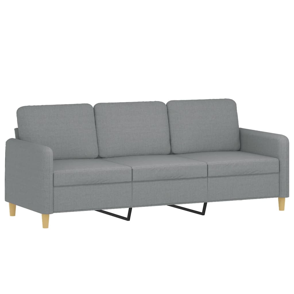4 Piece Sofa Set with Pillows Light Grey Fabric
