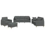 4 Piece Sofa Set with Pillows Dark Grey Fabric - Front View