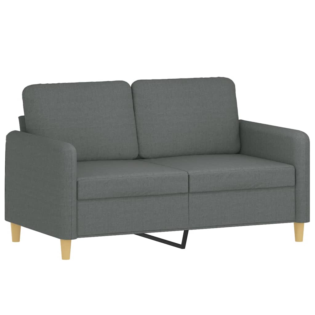 4 Piece Sofa Set with Pillows Dark Grey Fabric