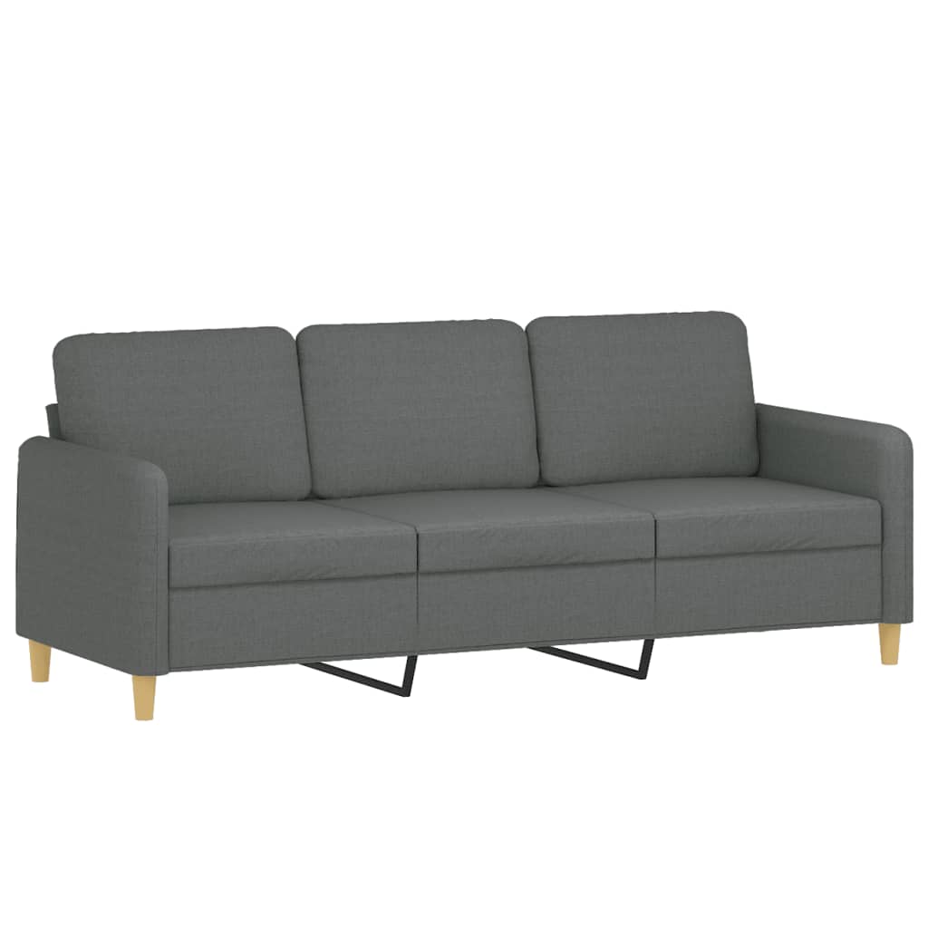 4 Piece Sofa Set with Pillows Dark Grey Fabric