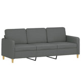 4 Piece Sofa Set with Pillows Dark Grey Fabric