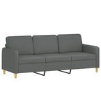 4 Piece Sofa Set with Pillows Dark Grey Fabric