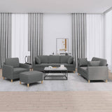 4 Piece Sofa Set with Pillows Dark Grey Fabric