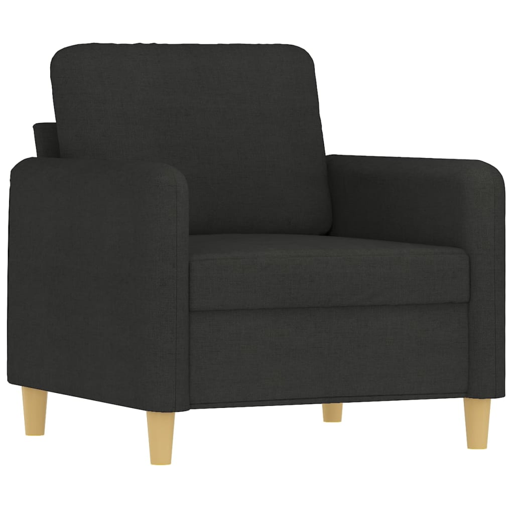 4 Piece Sofa Set with Pillows Black Fabric