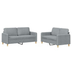 2 Piece Sofa Set with Cushions Light Grey Fabric