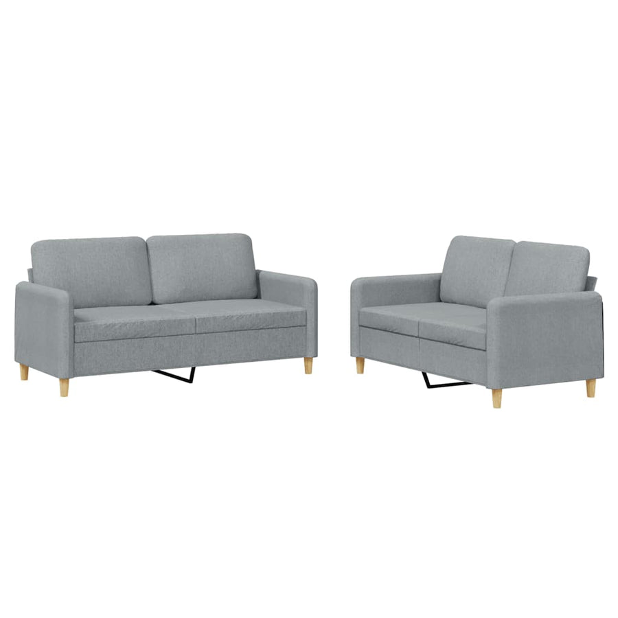 2 Piece Sofa Set with Cushions Light Grey Fabric