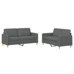 2 Piece Sofa Set with Cushions Dark Grey Fabric