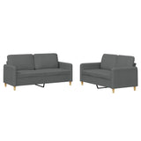 2 Piece Sofa Set with Cushions Dark Grey Fabric - Front View