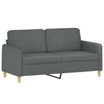 2 Piece Sofa Set with Cushions Dark Grey Fabric
