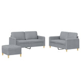 3 Piece Sofa Set with Cushions Light Grey Fabric - Front View