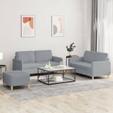 3 Piece Sofa Set with Cushions Light Grey Fabric