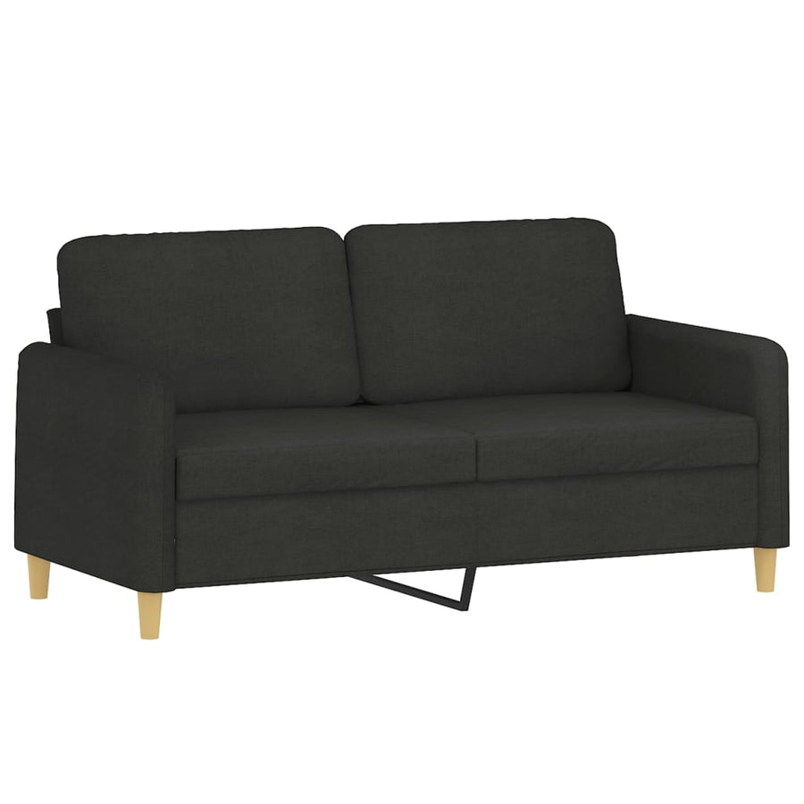 3 Piece Sofa Set with Cushions Black Fabric