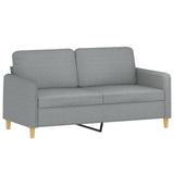2 Piece Sofa Set with Pillows Light Grey Fabric