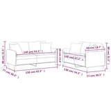 2 Piece Sofa Set with Pillows Light Grey Fabric