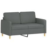 2 Piece Sofa Set with Pillows Dark Grey Fabric - Side View