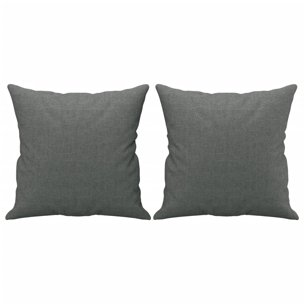 2 Piece Sofa Set with Pillows Dark Grey Fabric