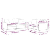 2 Piece Sofa Set with Pillows Dark Grey Fabric