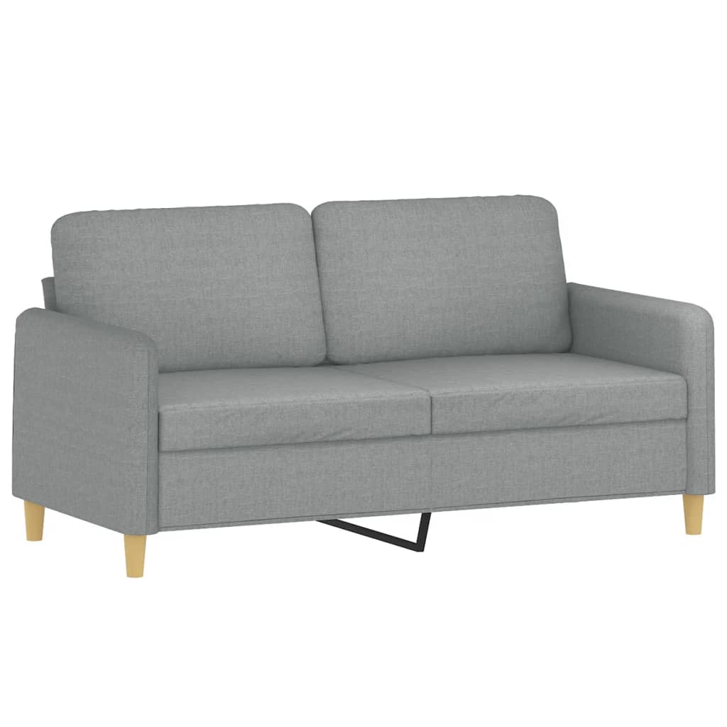 3 Piece Sofa Set with Pillows Light Grey Fabric