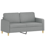 3 Piece Sofa Set with Pillows Light Grey Fabric