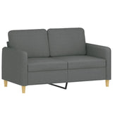 3 Piece Sofa Set with Pillows Dark Grey Fabric - Side View