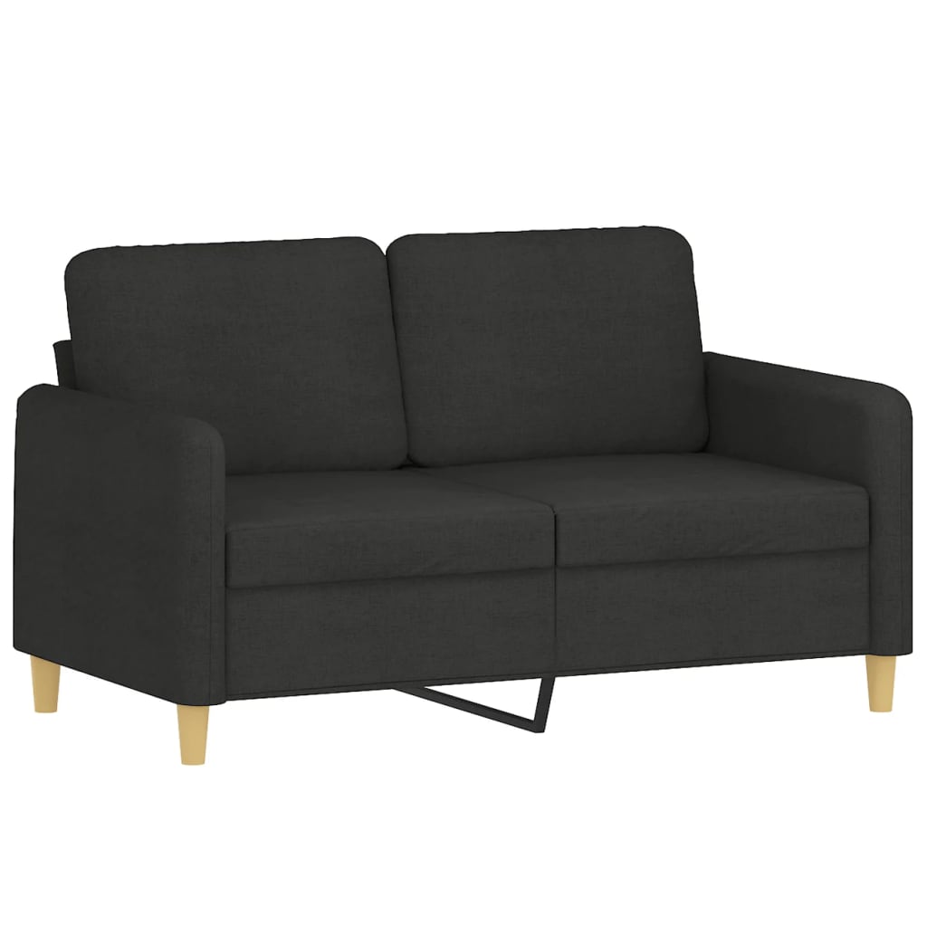3 Piece Sofa Set with Pillows Black Fabric