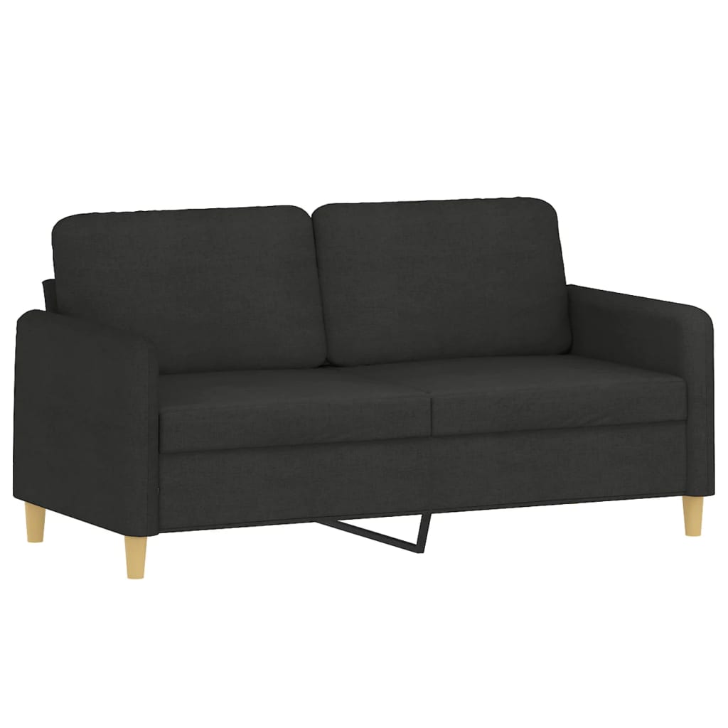 3 Piece Sofa Set with Pillows Black Fabric