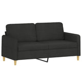 3 Piece Sofa Set with Pillows Black Fabric