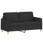 3 Piece Sofa Set with Pillows Black Fabric