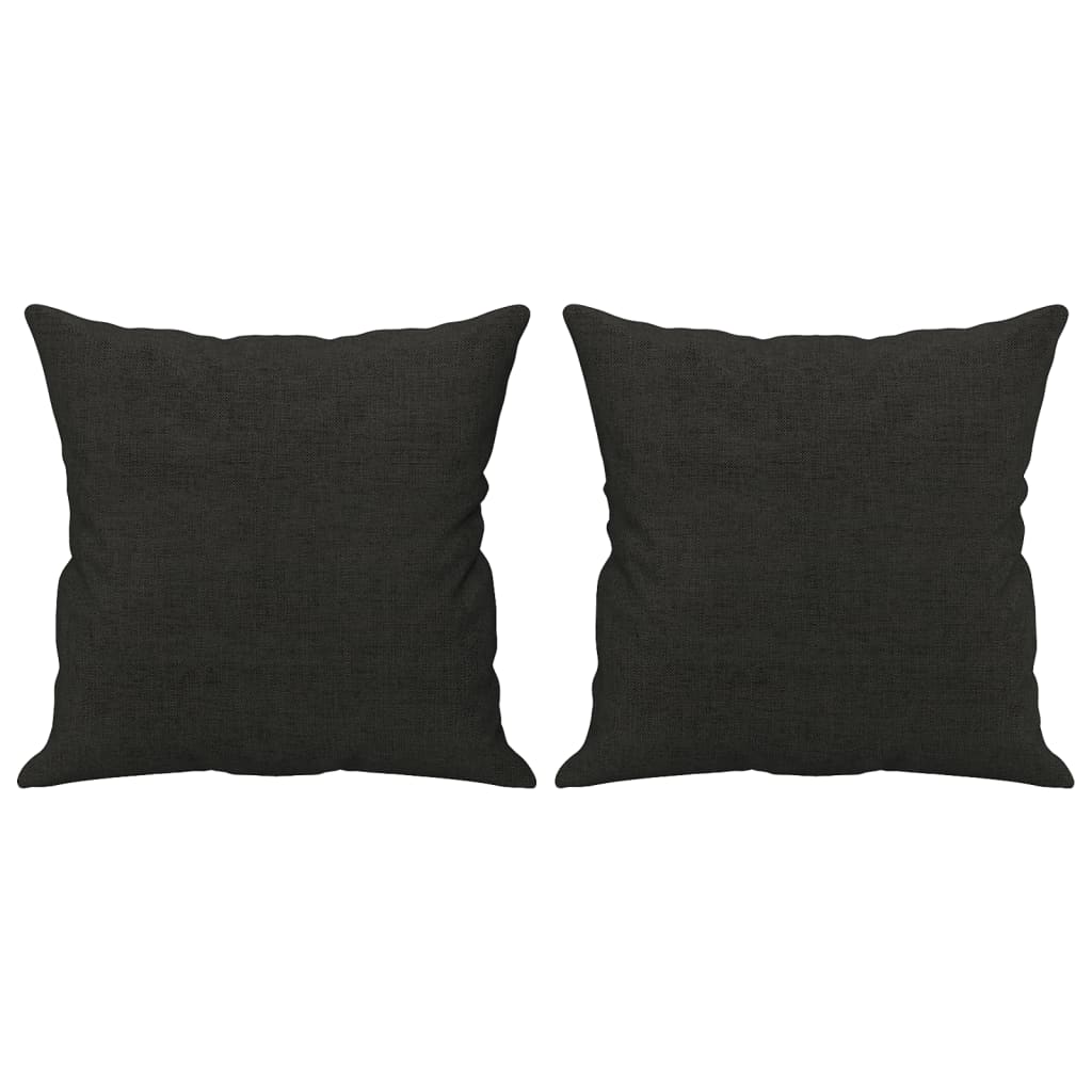 3 Piece Sofa Set with Pillows Black Fabric
