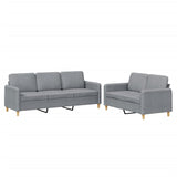 2 Piece Sofa Set with Cushions Light Grey Fabric - Front View