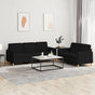2 Piece Sofa Set with Cushions Black Fabric