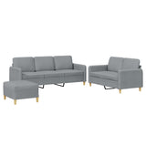 3 Piece Sofa Set with Cushions Light Grey Fabric - Front View