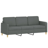 3 Piece Sofa Set with Cushions Dark Grey Fabric - 45-Degree Angle