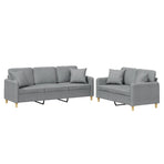 2 Piece Sofa Set with Pillows Light Grey Fabric