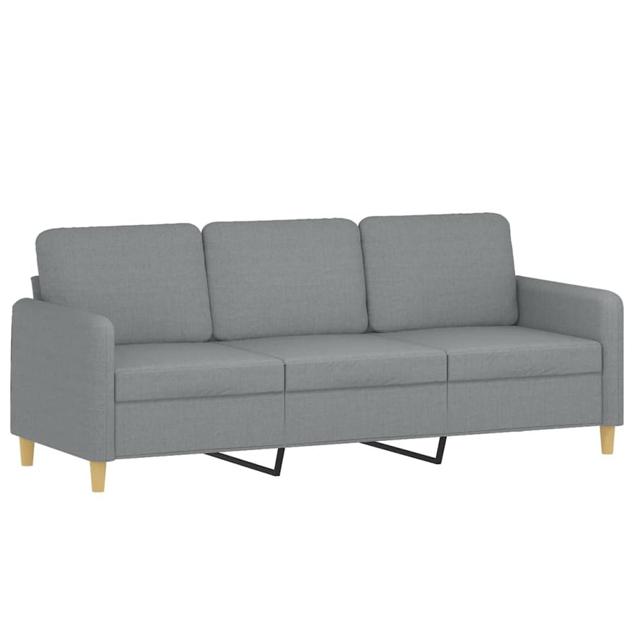 2 Piece Sofa Set with Pillows Light Grey Fabric