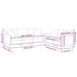 2 Piece Sofa Set with Pillows Dark Grey Fabric