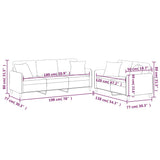 2 Piece Sofa Set with Pillows Black Fabric