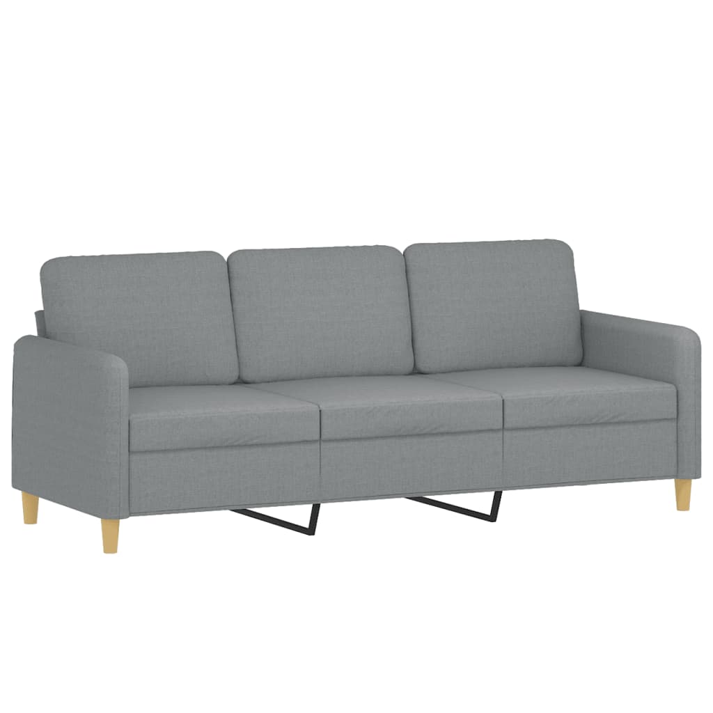 3 Piece Sofa Set with Pillows Light Grey Fabric
