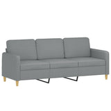 3 Piece Sofa Set with Pillows Light Grey Fabric