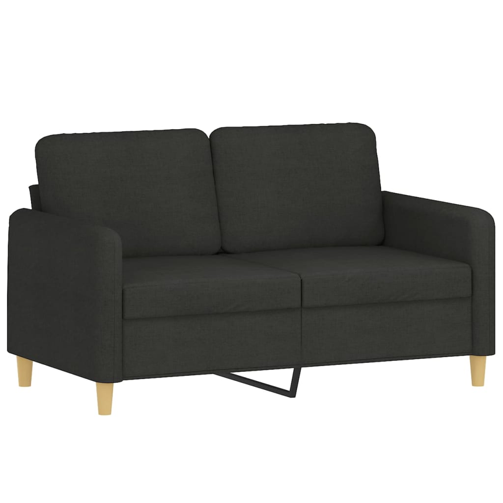 3 Piece Sofa Set with Pillows Black Fabric