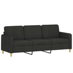 3 Piece Sofa Set with Pillows Black Fabric