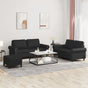3 Piece Sofa Set with Cushions Black Faux Leather