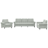 3 Piece Sofa Set with Cushions Light Grey Velvet - Front View