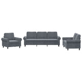 3 Piece Sofa Set with Cushions Dark Grey Velvet - Front View