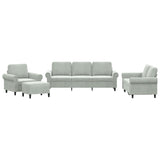4 Piece Sofa Set with Cushions Light Grey Velvet - Front View