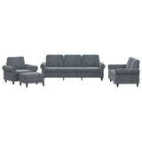 4 Piece Sofa Set with Cushions Dark Grey Velvet - Front View