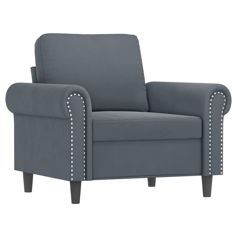 4 Piece Sofa Set with Cushions Dark Grey Velvet