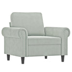 3 Piece Sofa Set with Pillows Light Grey Velvet