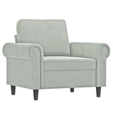 4 Piece Sofa Set with Pillows Light Grey Velvet - Side View