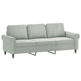 4 Piece Sofa Set with Pillows Light Grey Velvet